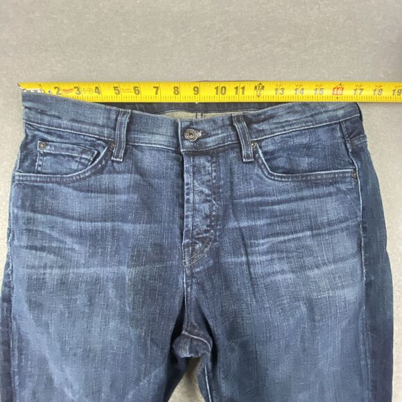 7 For All Mankind Jeans Mens 34x30 Blue Button Fly Denim Nate Bootcut Distressed - Picture 8 of 9